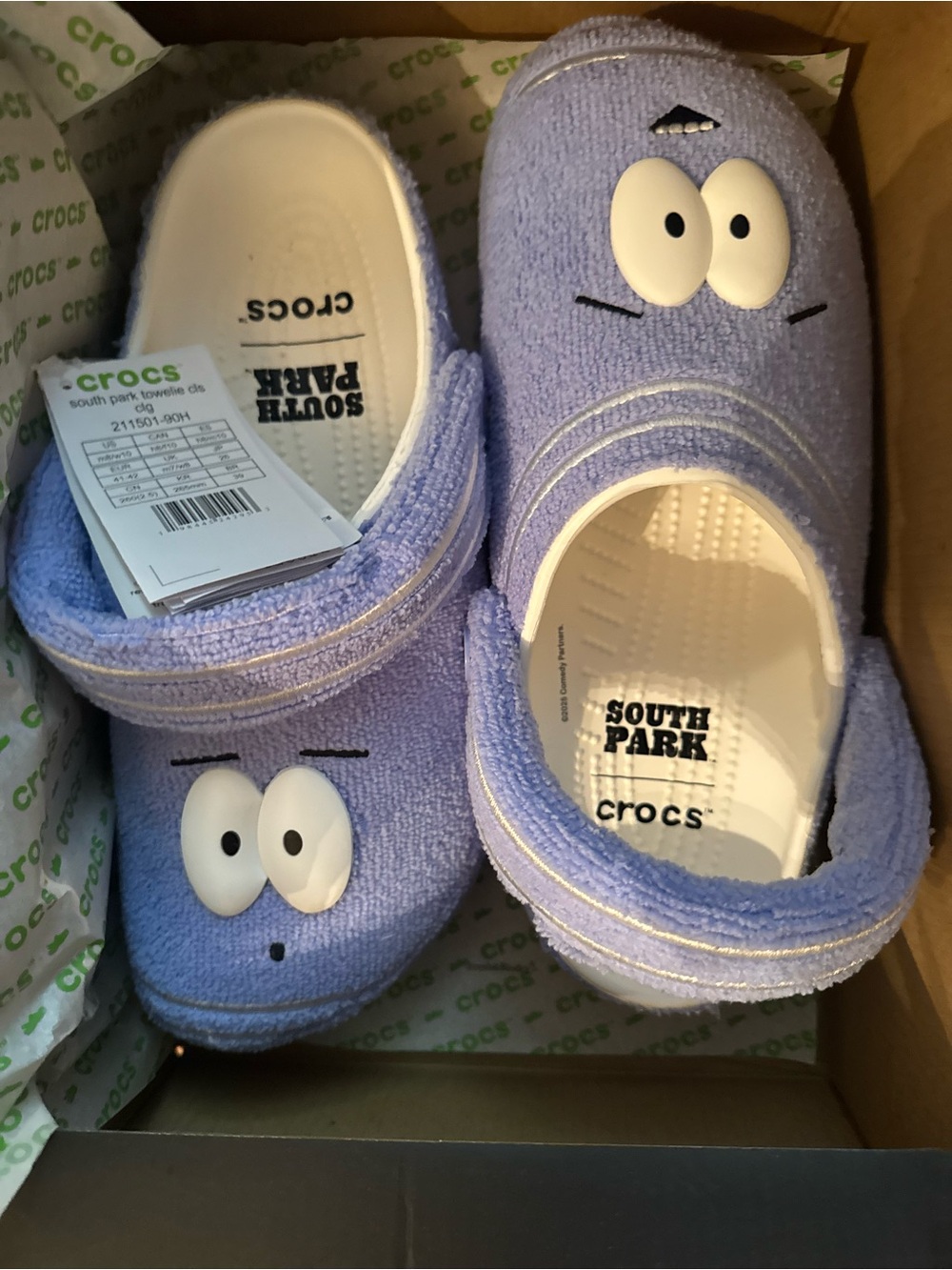 CROCS Lavender South Park Terry Clog Slippers for Men